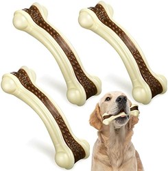 Sosation 3 件装狗狗咀嚼玩具，适合攻击性强的狗狗，狗骨头玩具牛肉味坚不可摧的狗出