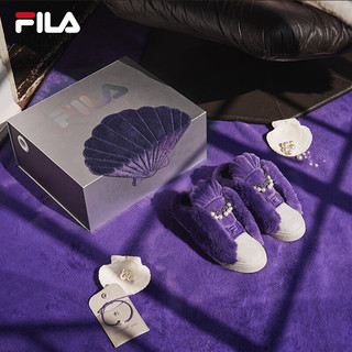 斐乐（FILA）【张艺兴联名款】FILA1911贝壳鞋女子时尚绒绒鞋 淡紫色./明亮白-HB 36码