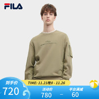 FILA 斐乐男子针织套头衫时尚宽松拼接休闲卫衣 乌金绿-KK 170/92A/M