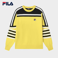 FILA 斐乐男子织衫时尚舒适撞色条纹休闲毛衣 蕾黄-YE 175/96A/L