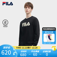 FILA 斐乐 男子针织套头衫时尚简约基础加绒卫衣 正黑色-BK 175/96A/L