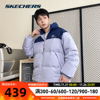 斯凯奇（Skechers）女装男装 冬季简约休闲服上衣外套舒适保暖运动羽绒服 宇宙天空紫/拉链口袋/晒图返5 XL