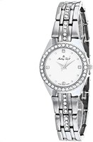 MATTHEY-TISSOT 女士石英不锈钢表带,白色,14 款休闲手表(型号:D2580AI), 白色, 石英机芯