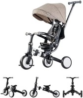 BTM 儿童三轮车 折叠三轮车罩 带推杆的婴儿车 7合1自行车 安全带