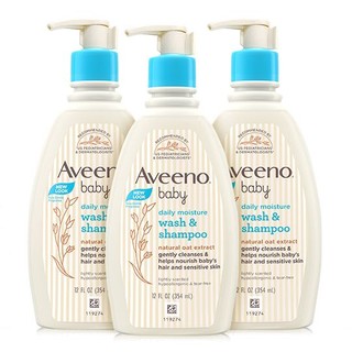 Aveeno 艾惟诺 婴儿保湿沐浴露和洗发水，燕麦提取物，3 x 354ml