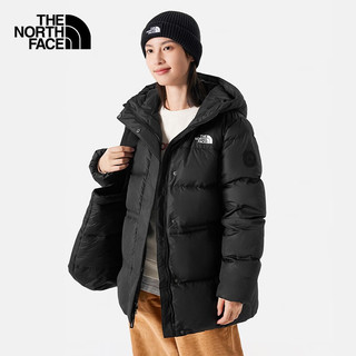 北面（The North Face）羽绒服女中长款防风保暖700蓬鹅绒填充外套|81S6 JK3/黑色 M160/84