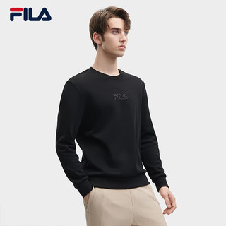 FILA 斐乐 男子针织套头衫时尚简约基础休闲卫衣 正黑色-BK 170/92A/M