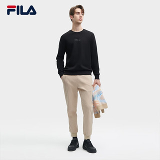 FILA 斐乐 男子针织套头衫时尚简约基础休闲卫衣 正黑色-BK 170/92A/M