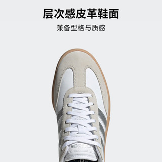 adidas「T头鞋」阿迪达斯轻运动GRADAS男女复古网球风低帮板鞋 白色/卡其色/银色 38(235mm)