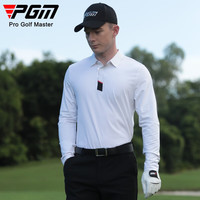 PGM高尔夫服装男长袖T恤秋冬季运动球衣男装衣服polo衫无缝翻领 YF634-白色 L
