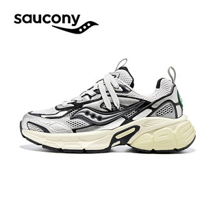 Saucony索康尼2K CAVALRY骑士鞋休闲鞋秋冬男女复古老爹鞋 银黑1 38.5 (240mm)