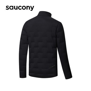 Saucony索康尼羽绒服男轻薄短款外套 正黑色BK01 L(175/96A)