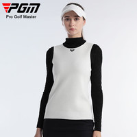 PGM高尔夫服装女士毛衣背心秋冬季保暖女装拼色设计圆领毛织马甲 YF657-白色 M