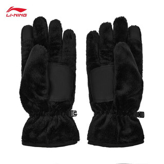 李宁（LI-NING）加绒保暖休闲手套男女同款2023运动生活系列运动手套ASGT015 【加绒】黑色-1 M