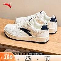 安踏（ANTA）板鞋男2023冬新厚底增高复古潮流运动鞋子男小白鞋 象牙白/深蓝黑-4 9.5(男43)