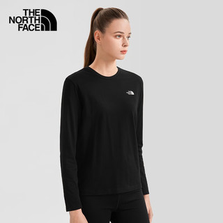 北面（The North Face）长袖T恤女款吸湿快干户外运动上衣秋冬|7QUI JK3/黑色 L/165