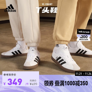 adidas「T头鞋」阿迪达斯轻运动VL COURT女休闲运动板鞋小白鞋 白色/黑色/灰色 37(230mm)