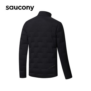Saucony索康尼羽绒服男轻薄短款外套 正黑色BK01 S(165/88A)
