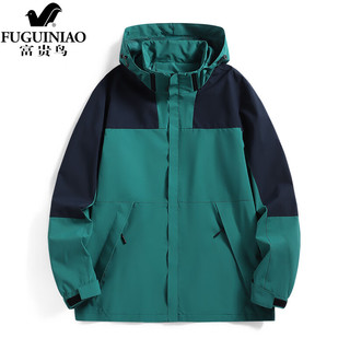 富贵鸟（FUGUINIAO）夹克男女秋季户外潮流登山服工装冲锋外套 女款云杉绿 3XL 