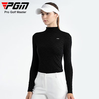 PGM高尔夫服装女士长袖T恤打底衫 秋冬季女装高领上衣柔软舒适 YF652-黑色 XL