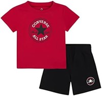 CONVERSE 匡威 红色和黑色婴儿套装 带标志印花