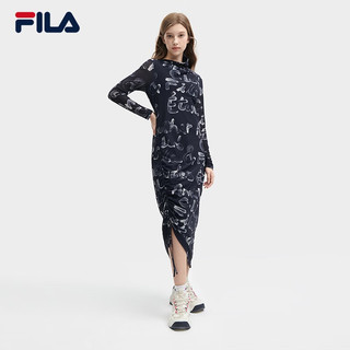 FILA【高圆圆同款】 X Études斐乐女子针织连衣裙2023冬裙子 满印一-ZA 175/92A/XL