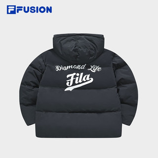 FILA FUSION斐乐潮牌羽绒服女时尚宽松休闲连帽上衣 正黑色-BK 175/92A/XL