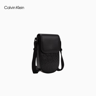 Calvin Klein Jeans24春季男士字母压纹通勤翻盖便携手机挎包HP2095 001-太空黑 OS
