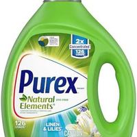 Purex 普雷克斯 液体洗衣液,天然元素亚麻和百合,2 倍浓缩,126 次,82.5 液体盎司