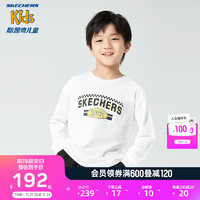 Skechers斯凯奇男童针织长袖T恤衫柔软细腻秋季运动打底衫L323B017 亮白色/0019 160cm