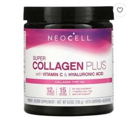 NeoCell , 含维生素 C 和透明质酸的超级胶原蛋白 +，6.9 盎司（195 克）