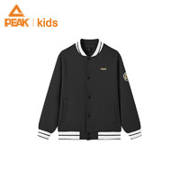 匹克（PEAK）童装儿童加绒棒球服保暖运动上衣百搭潮流外套 黑色 130cm