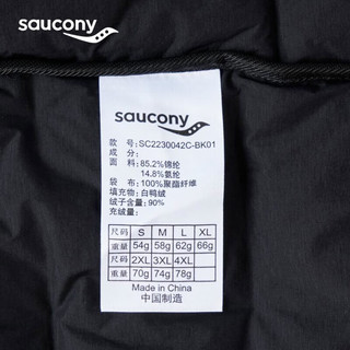 Saucony索康尼羽绒马甲男23年常规立领保暖马甲上衣 正黑色BK01【90白鸭绒】 M(170/92A)