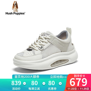 暇步士（Hush Puppies）运动鞋女休闲网面透气跑步软底板鞋A3A02AM4 白色 38