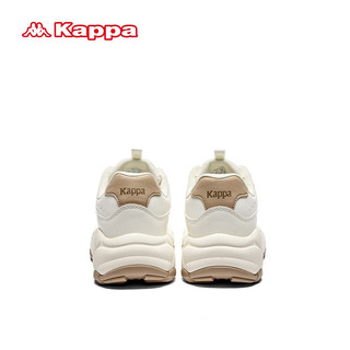 KAPPA卡帕女鞋增高老爹鞋女运动鞋子女百搭休闲跑步鞋潮鞋 MC65D-0106冬日白/棕色 40