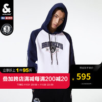 杰克·琼斯（JACK&JONES）23冬季新男NBA联名篮网队字母刺绣宽松运动连帽卫衣上衣223433139 A06本白色 185/104A/XL