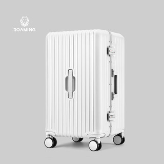 漫游大容量铝框行李箱PLUS拉杆箱男旅行箱女托运密码皮箱 白色 22英寸大幅扩容