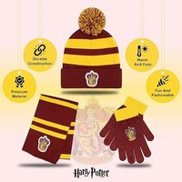 Harry Potter 哈利波特冬季帽子和手套套装,格兰芬多,斯莱特林,赫夫帕奇,拉文克劳,冬季套装 5-13 岁