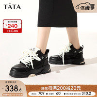 他她（TATA）2023冬时尚潮流撞色休闲板鞋女DWAB1DM3 黑/白 35