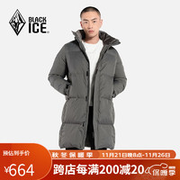 BLACKICE 黑冰 户外登山防风保暖防水透湿男士中长款加厚连帽羽绒服 铁灰 L