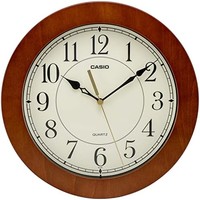 CASIO 卡西欧 挂钟，棕色，模拟，木纹，26 cm，安静，连续秒钟，IQ-135-5JF