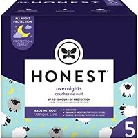 Honest The Honest Company Honest 隔夜婴儿纸尿裤，俱乐部包装盒，昏昏欲睡的绵羊，5号（44个）