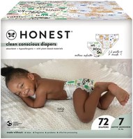 Honest The Honest Company 清洁意识尿布 | 植物性、可持续 尺寸 7(41 磅以上),72 片装