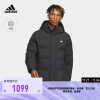 adidas阿迪达斯轻运动男装冬季600蓬保暖连帽鸭绒羽绒服 黑色 A/L