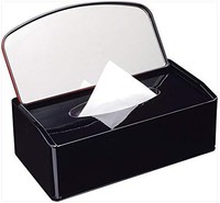 中西工芸(Nakanishi-kougei) 单层纸巾盒 带镜子 吉兆鹤 日本制造 0002037 黑色