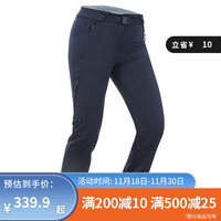 迪卡侬（DECATHLON）保暖户外软壳裤长裤加绒加厚防泼水登山裤子女裤SH500 蓝色 34