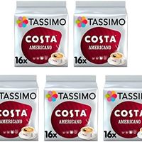TASSIMO 咖啡豆荚（5个，共80个豆荚，80份），144克（16 x 9 克）
