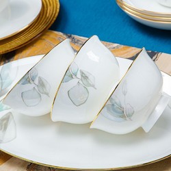 法兰晶 豪华轻奢碗盘套装餐具套装方形组合装骨瓷餐具一整套