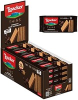 Loacker 莱家 -专业威化 Fondente 暗黑黑色-可可华夫饼干与黑奶油-食物和零食 25 件 37.5 克