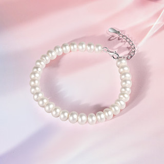周六福 S925银珍珠手链女淡水珍珠手串饰品送女生 链长17cm+3cm